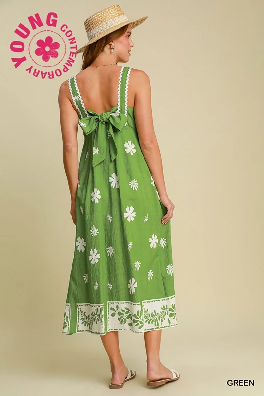 Floral Border Print Midi