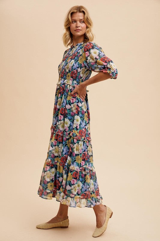 Smocked Floral Dress