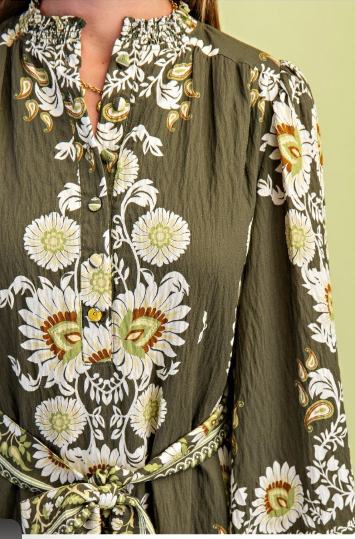 Floral Half Button Midi Dress