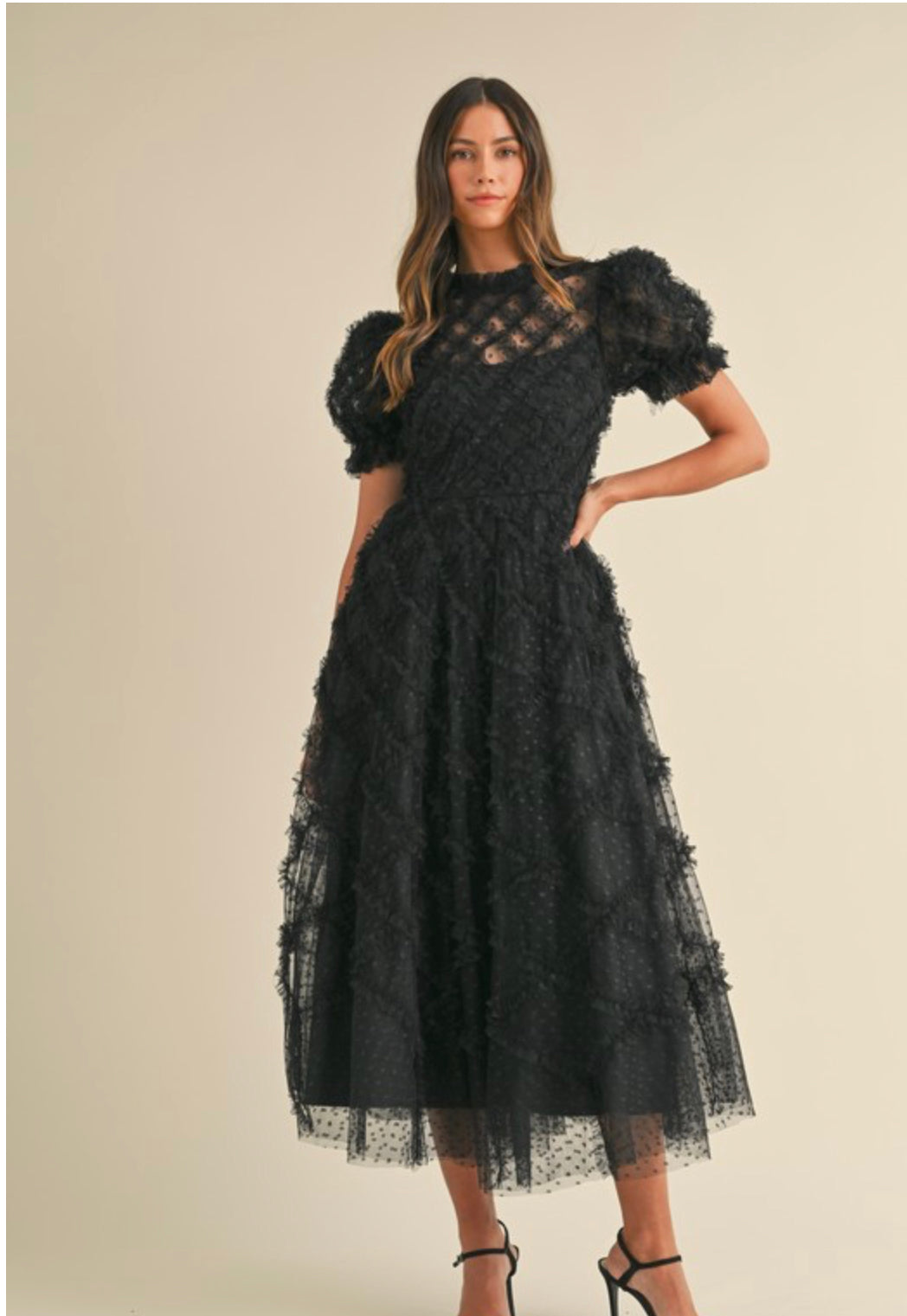 Ruffled Swiss Dot Dress