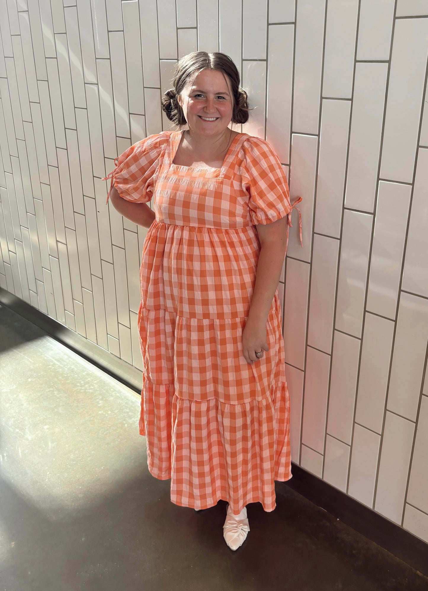 Checkered Tiered Maxi Dress