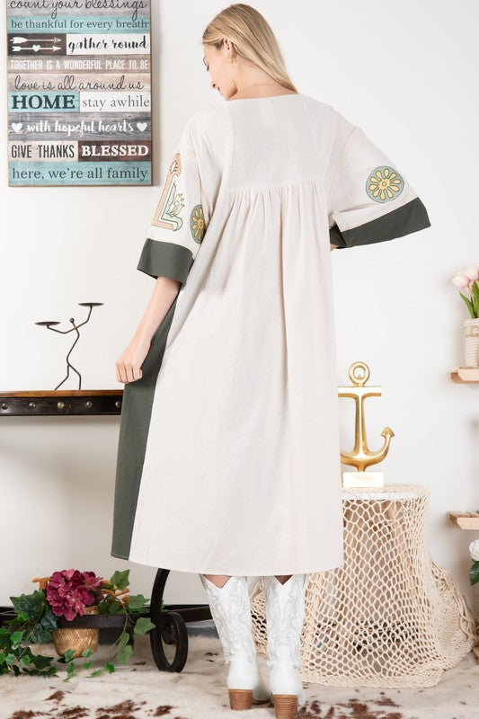 Deep V Neck Maxi Dress