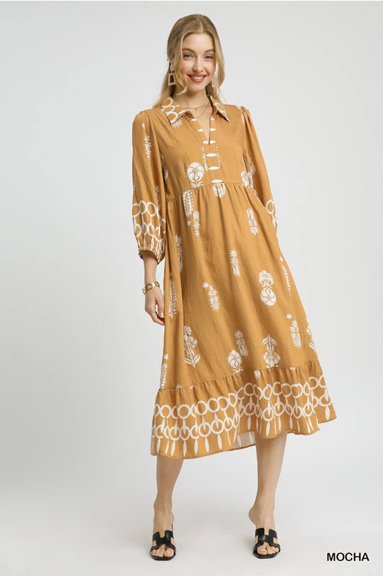 Boho Print Midi Dress
