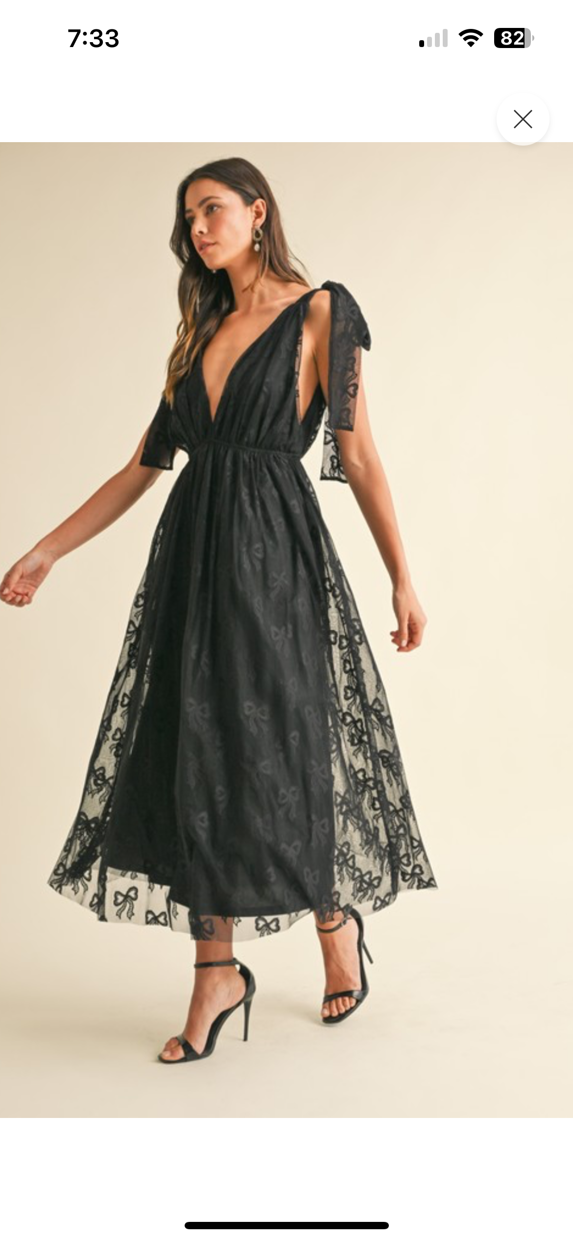 Ribbon Bow Print Mesh Dress