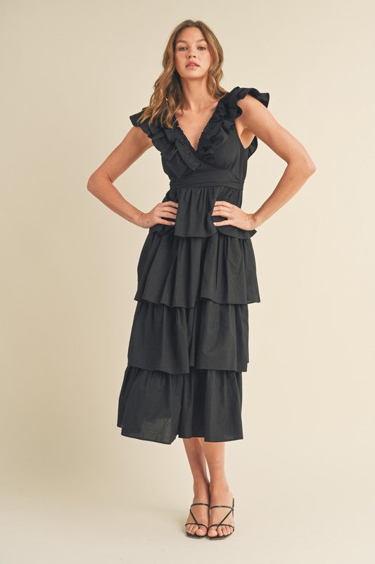 Layered Ruffle Detail Midi