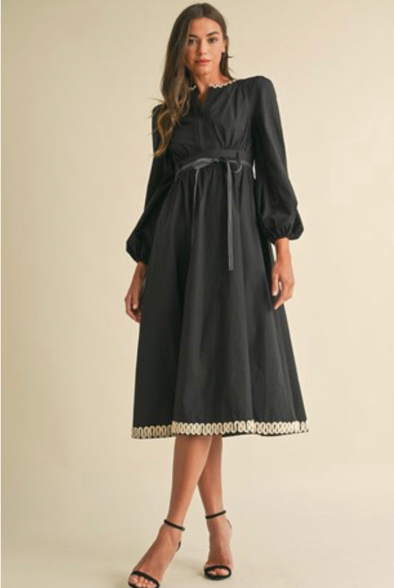 Embroidered Midi Dress
