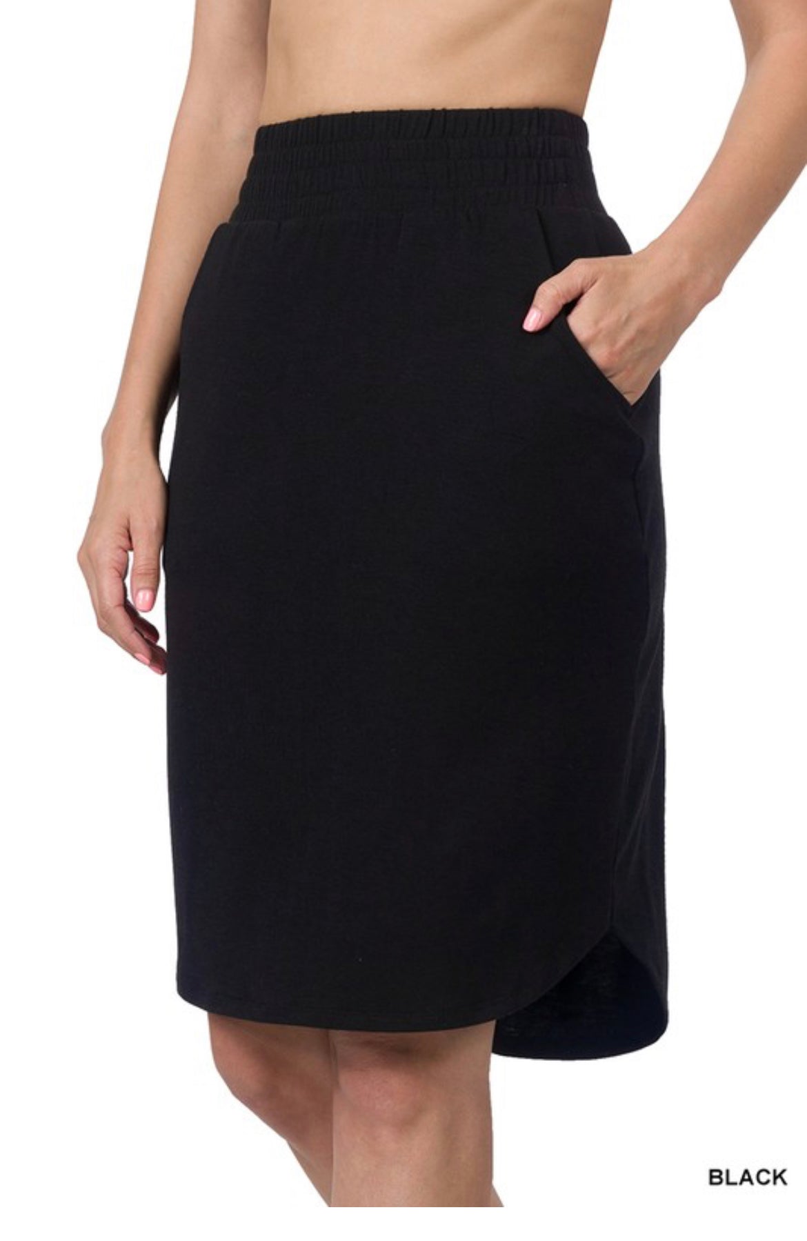 Elastic Waist Tulip Hem Skirt