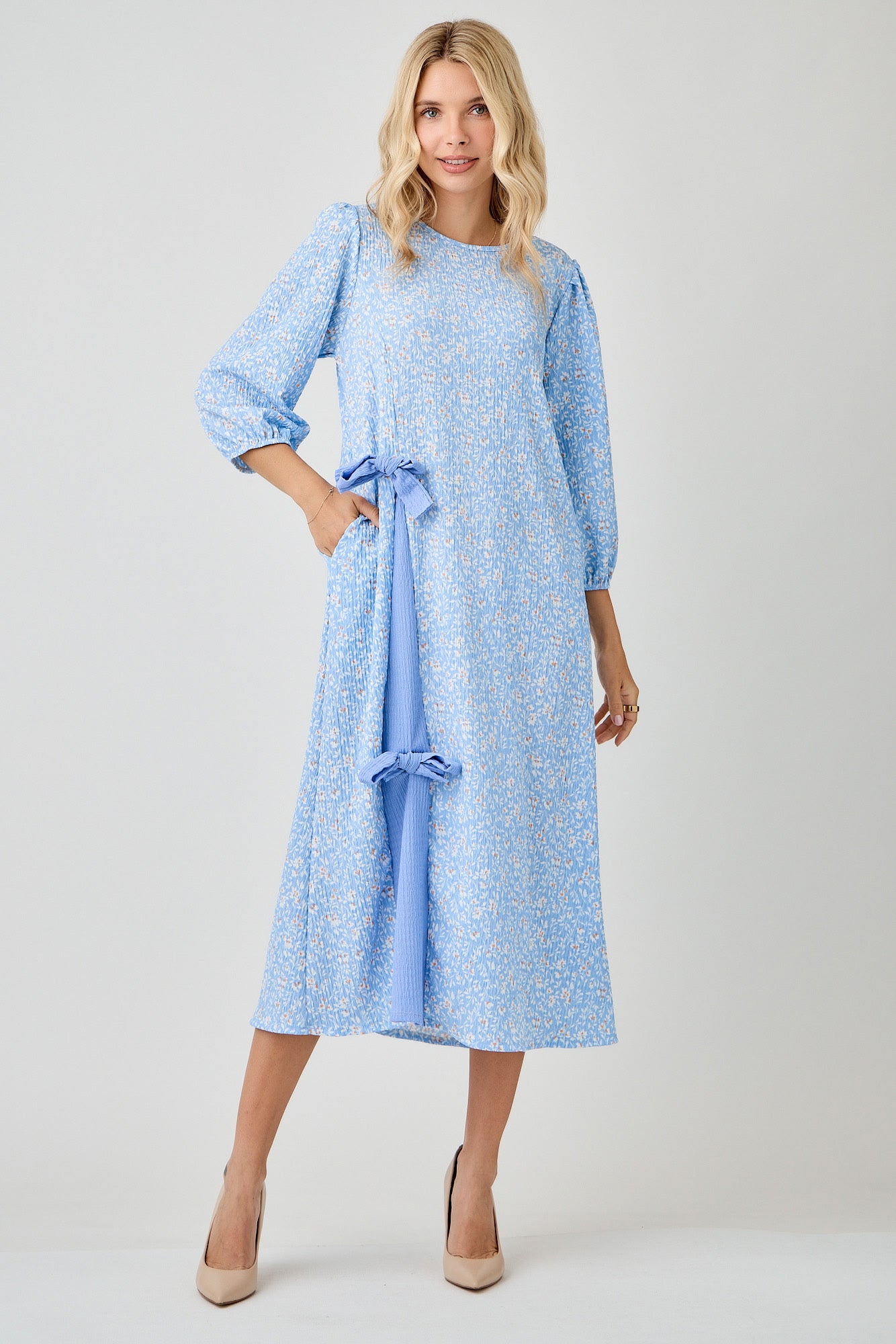 PLUS Light Blue Bow Dress