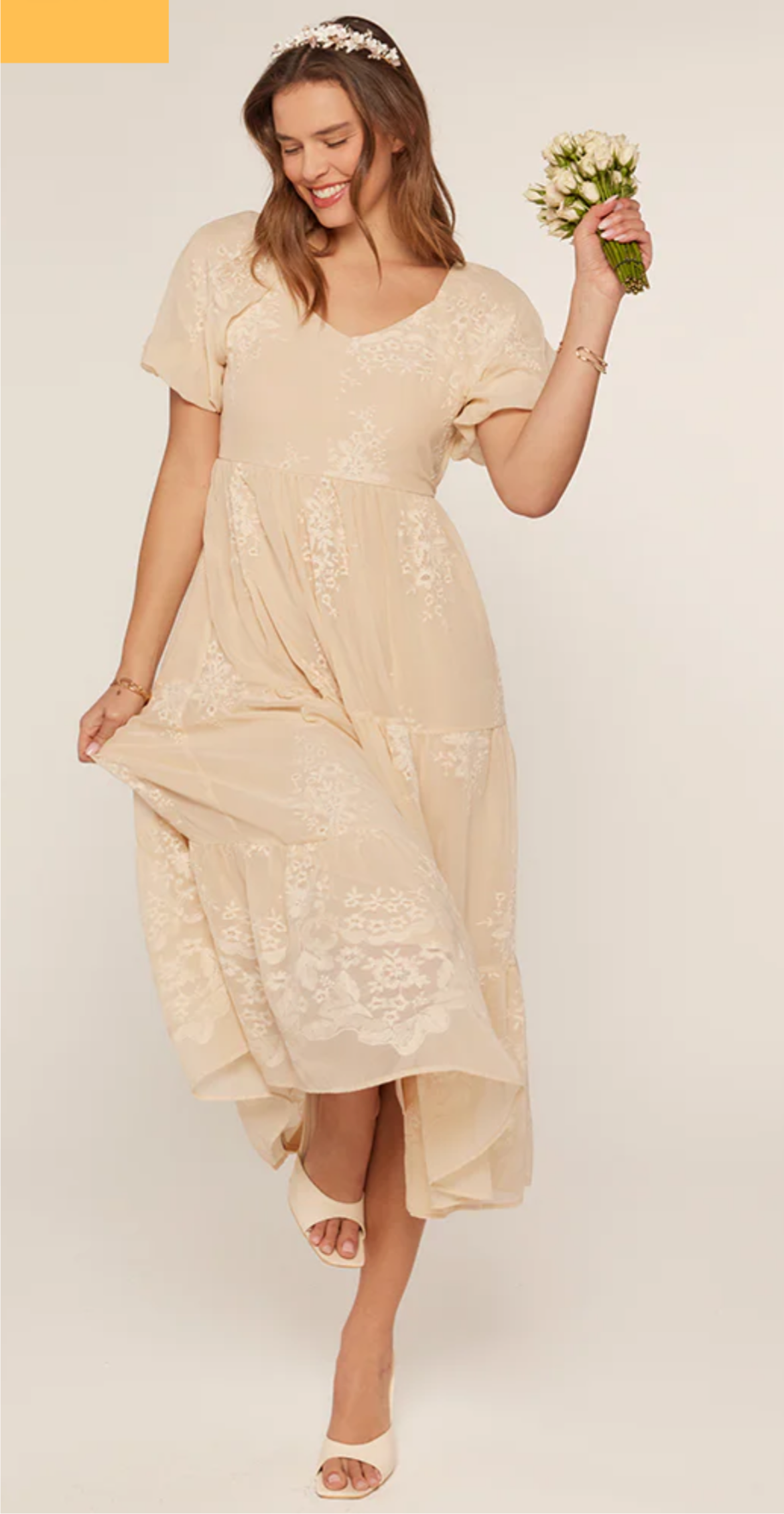 Embroidered Chiffon Dress