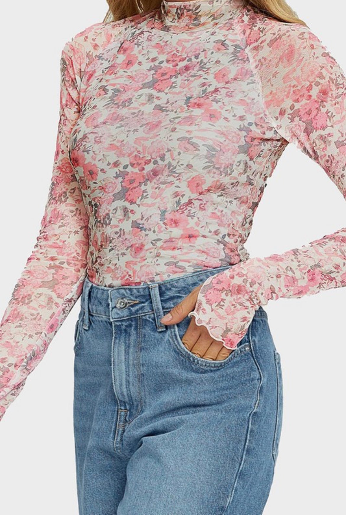Floral Mesh Top
