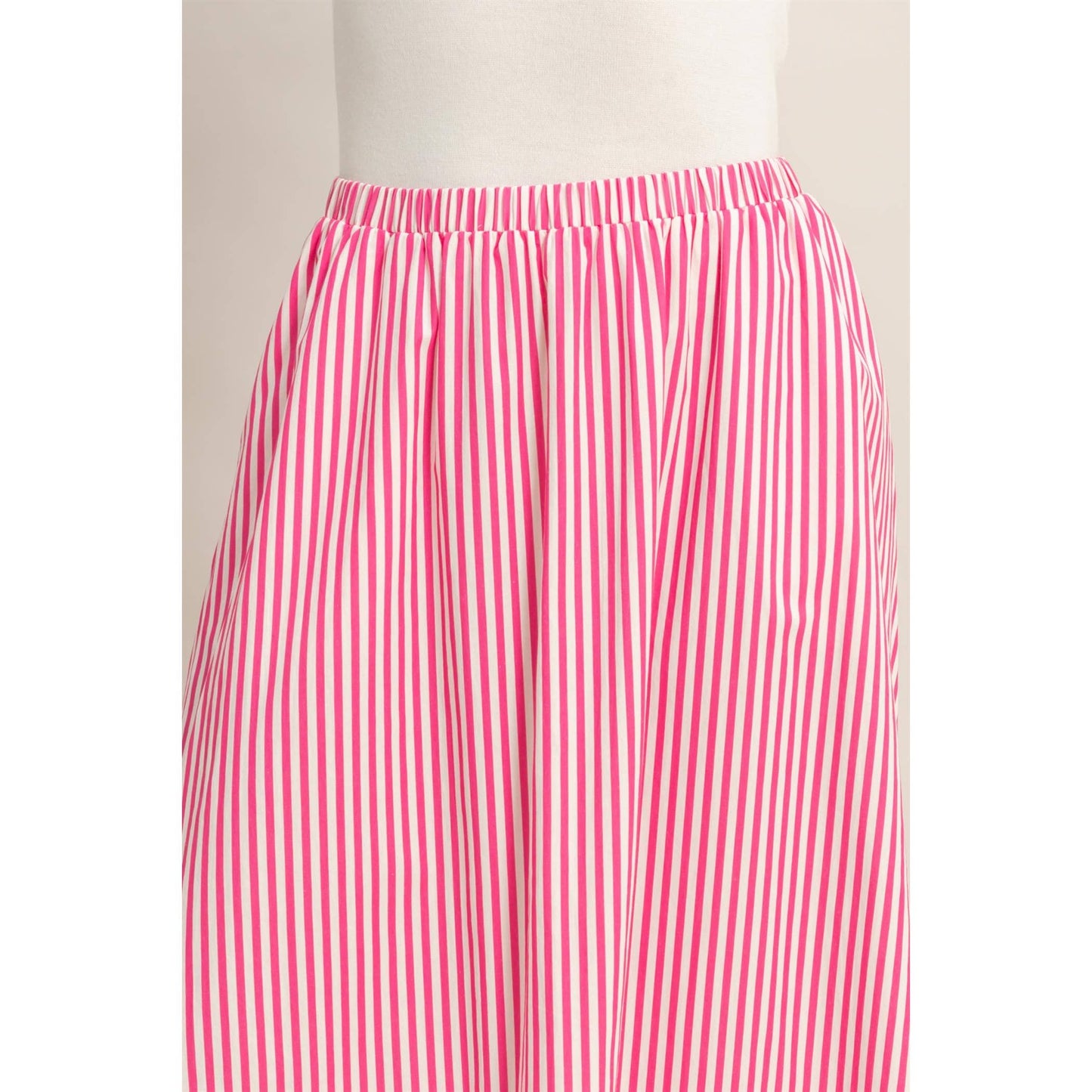 Striped Elastic Midi Skirt