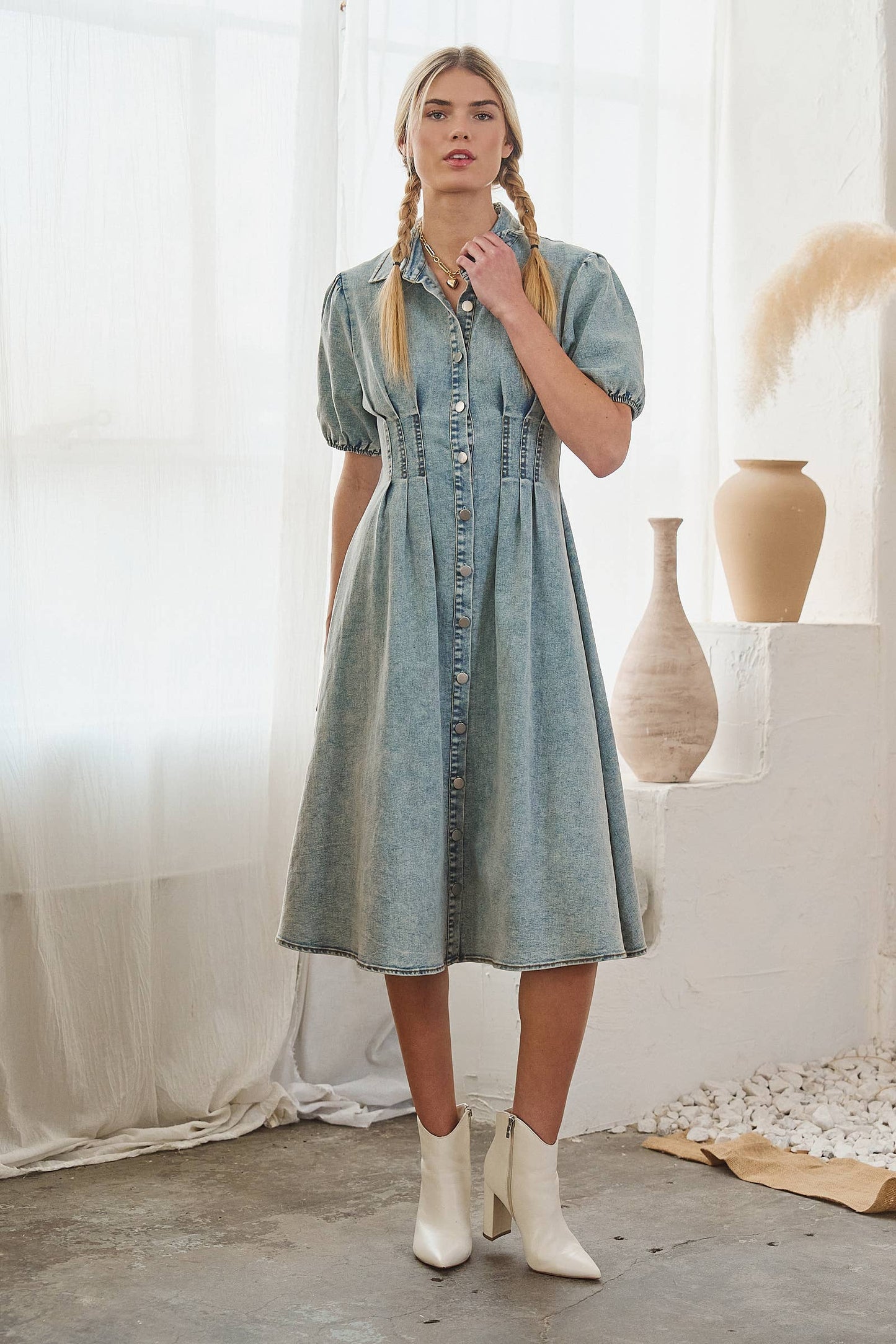 Denim Puff Sleeve Dress
