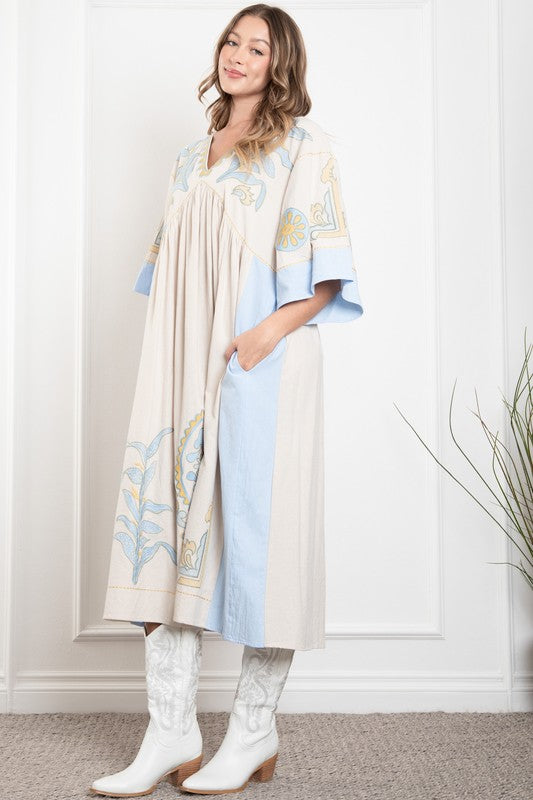 Deep V Neck Maxi Dress