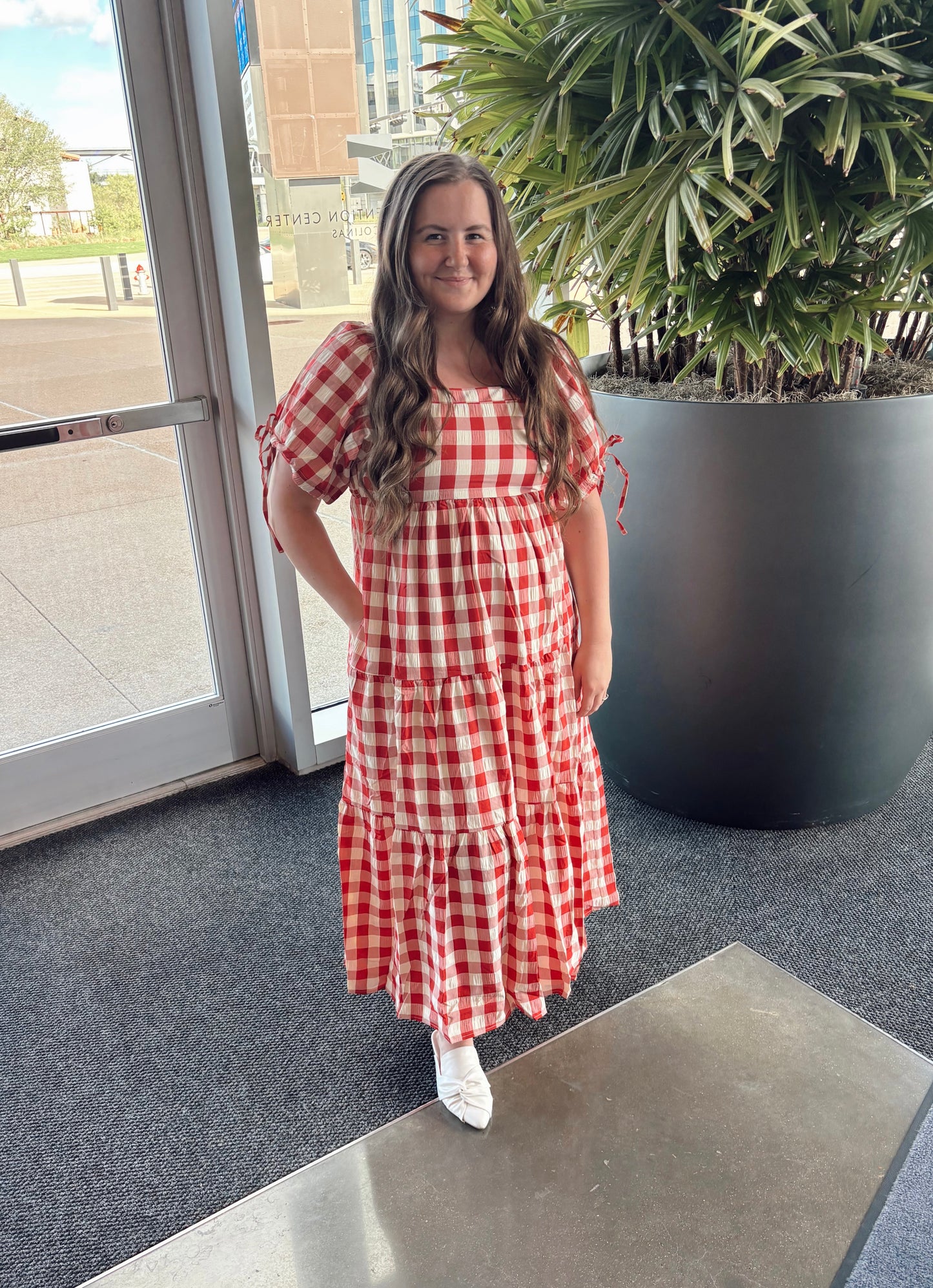 Red Checkered Maxi Dress