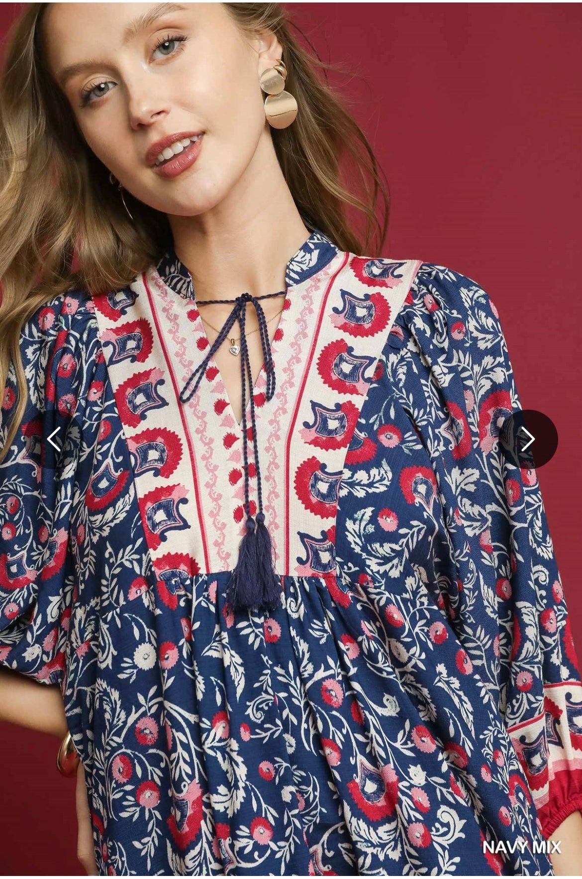 Abstract Boarder Print Midi Dress
