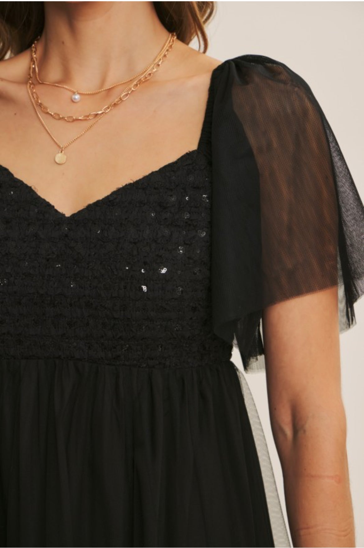 Sequin Mesh Tiered Dress