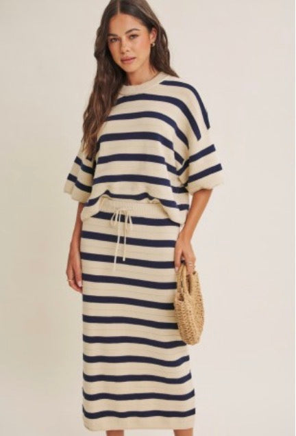 Navy Striped Sweater Set