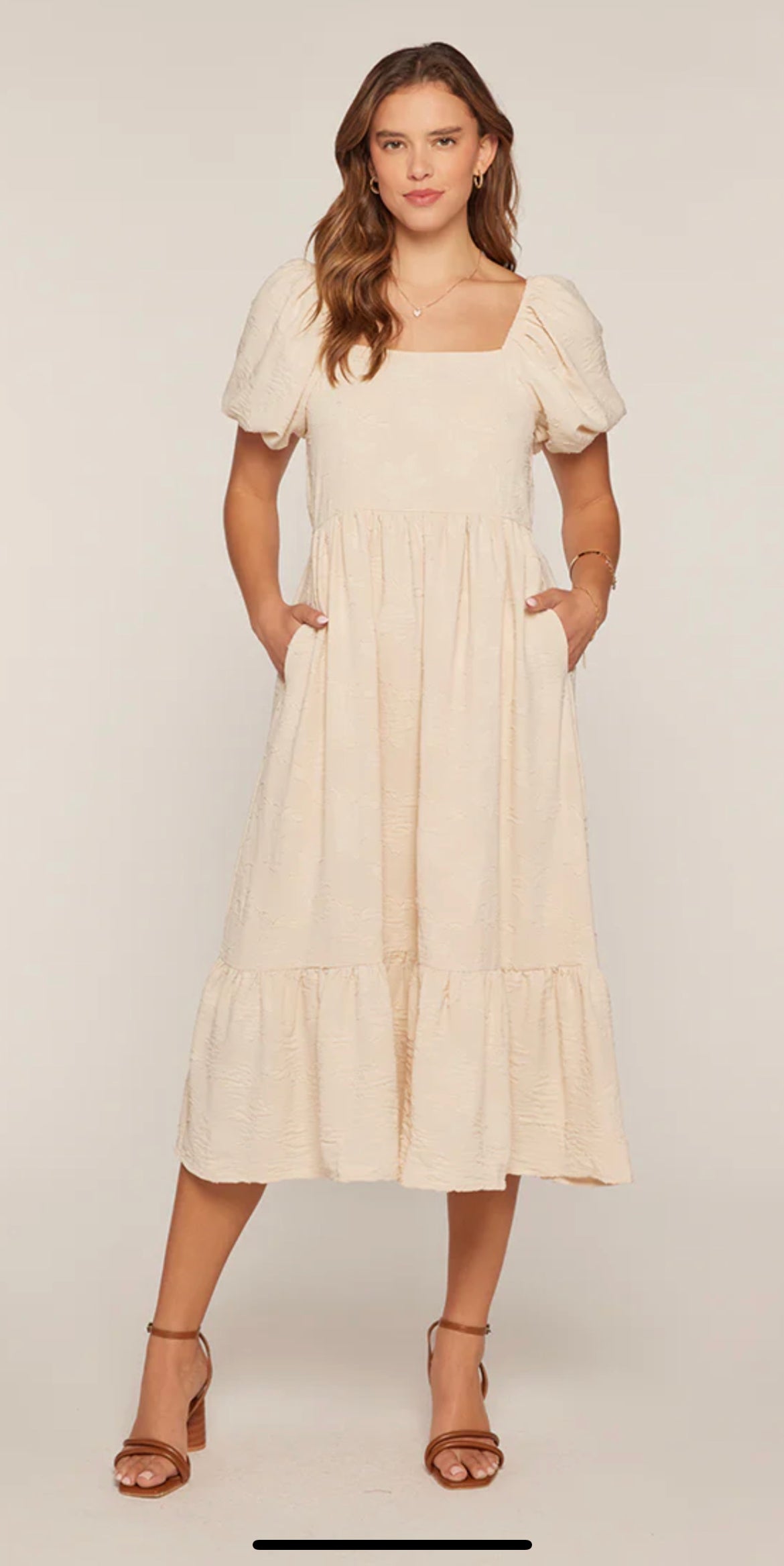 Textured Square Neck Dress