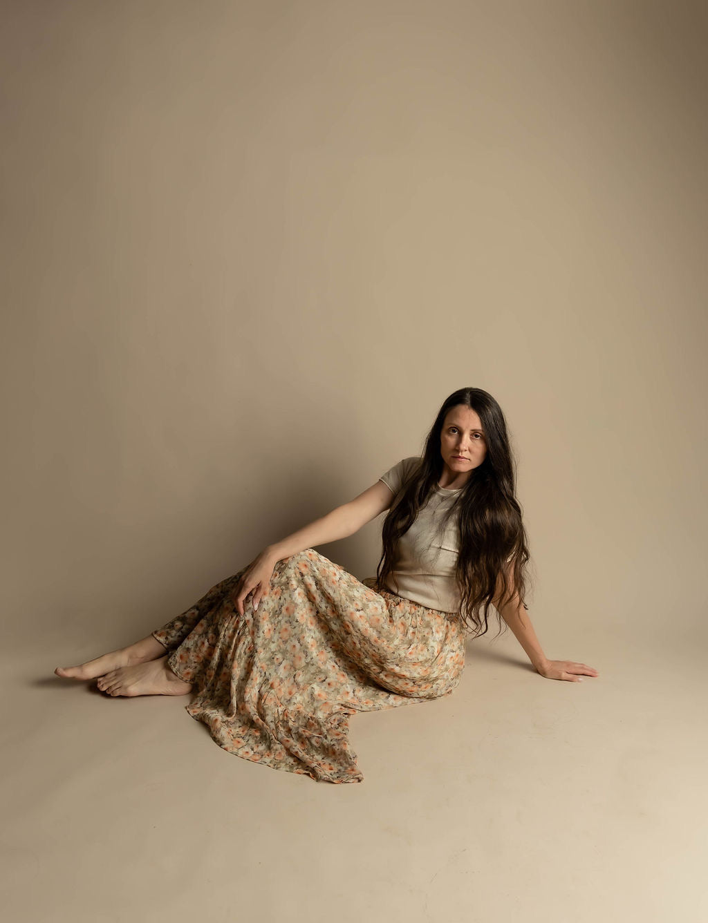 Floral Chiffon Maxi Skirt