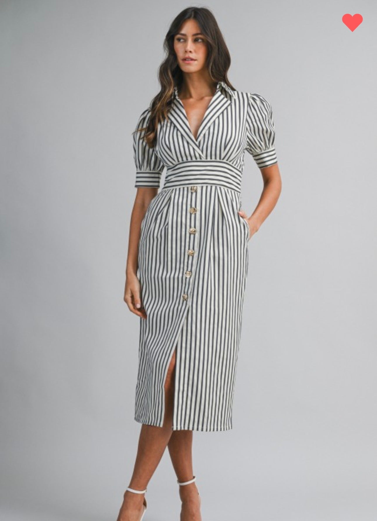 Navy Striped Midi Dress