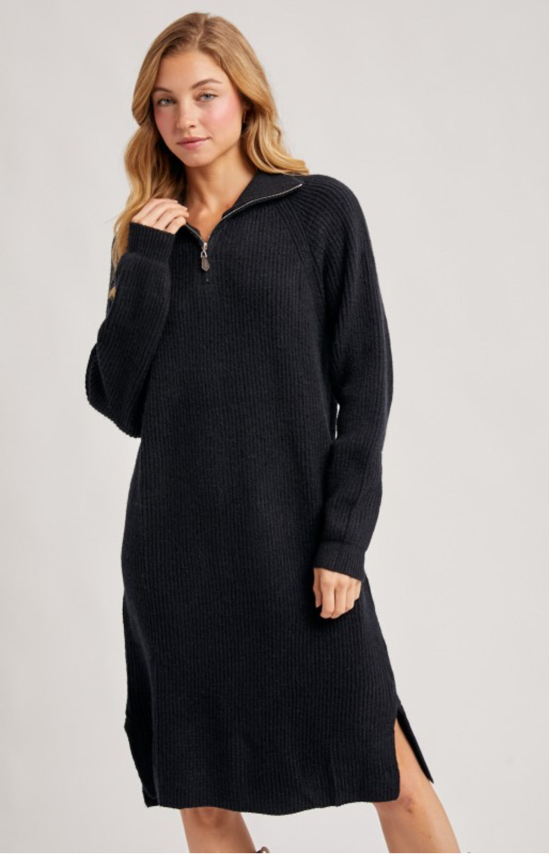 Quarter Zip Sweater Dress
