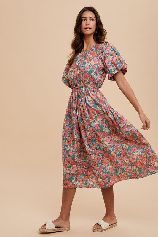 Floral Print Ruffle Dress