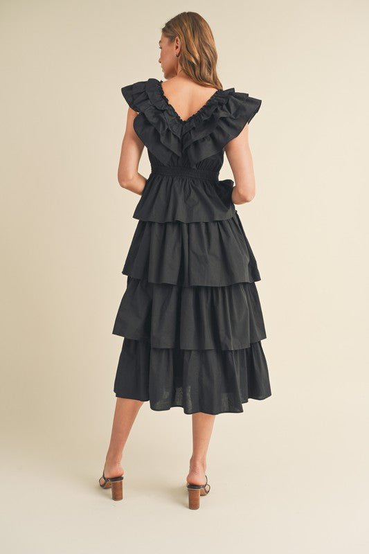 Layered Ruffle Detail Midi