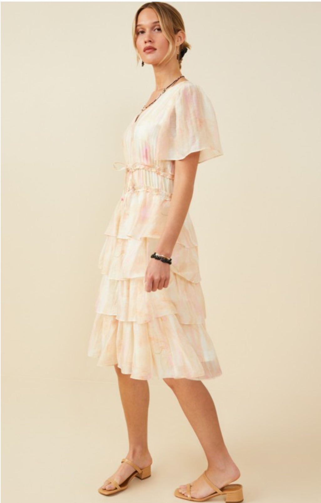 Watercolor Tiered Waist Dress