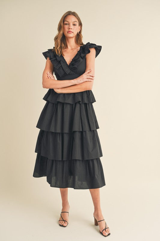 Layered Ruffle Detail Midi