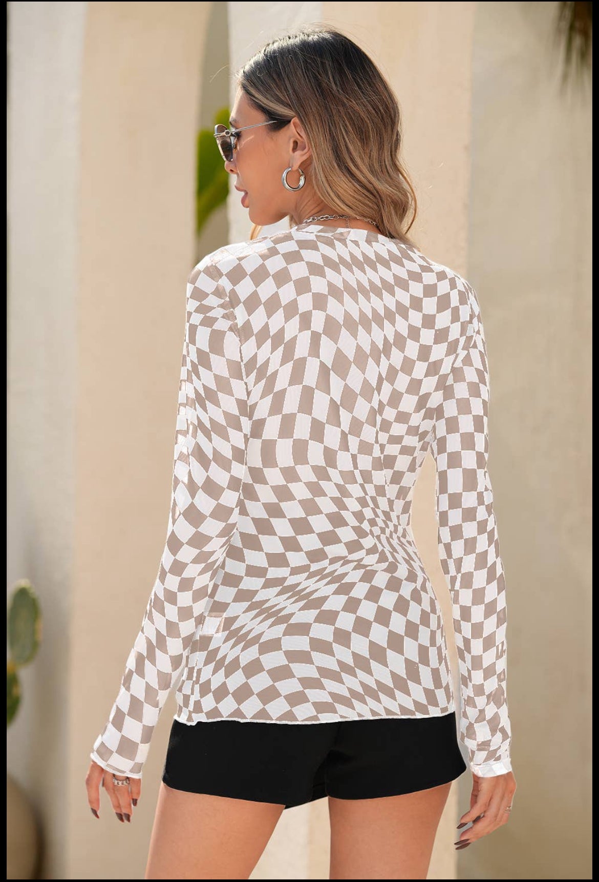 Checkered Mesh Top