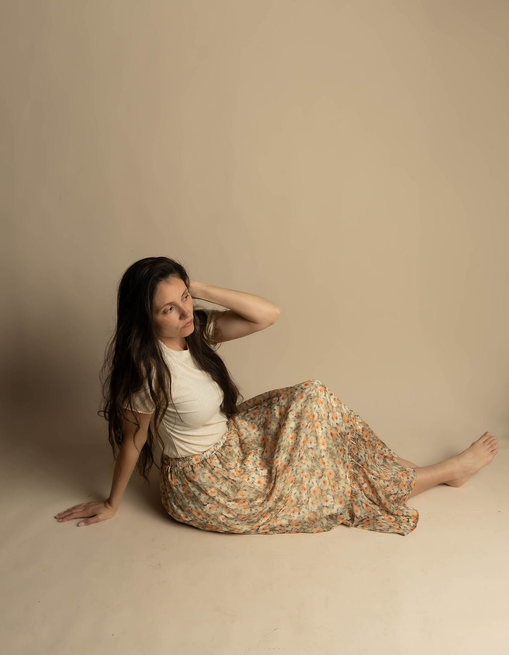 Floral Chiffon Maxi Skirt