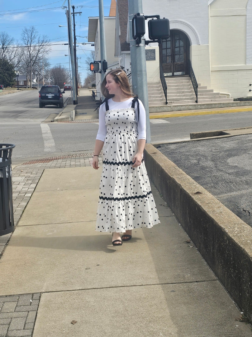 Smocked Polka Dot Maxi
