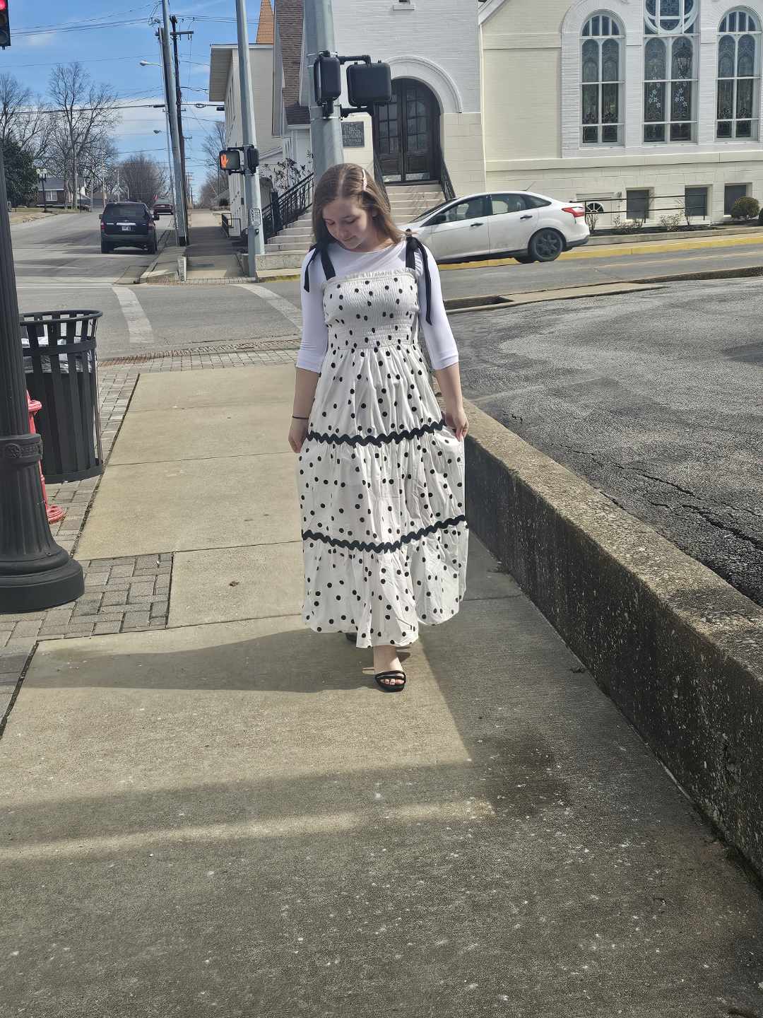Smocked Polka Dot Maxi