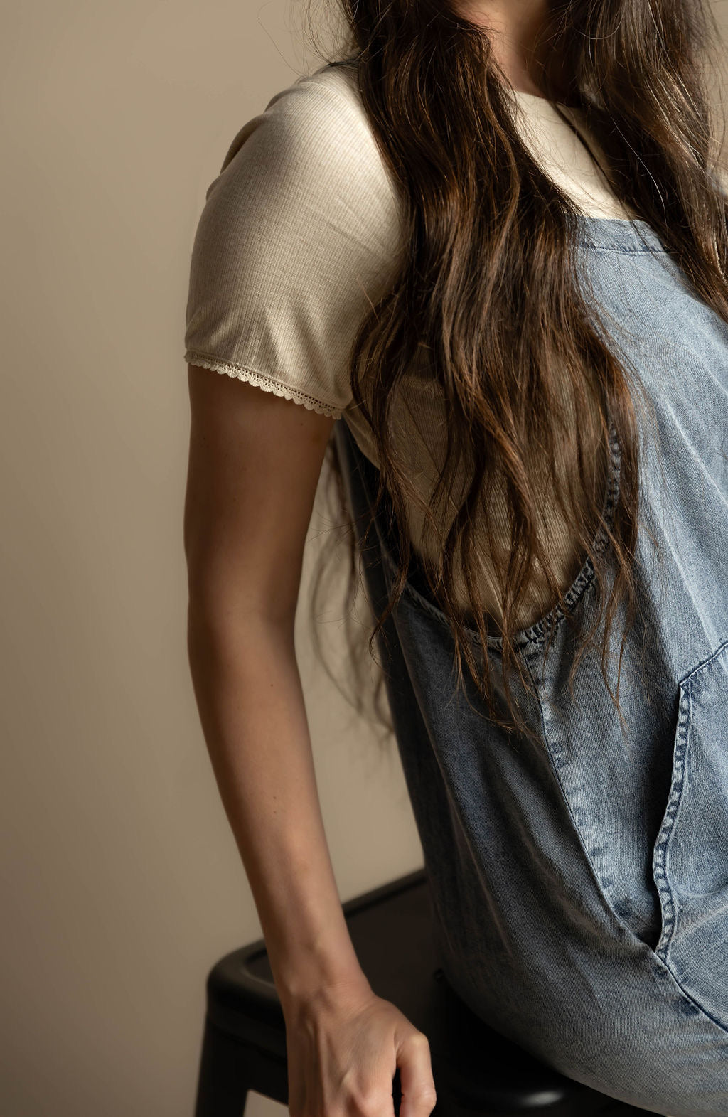 Lace Trim Ribbed T-shirt