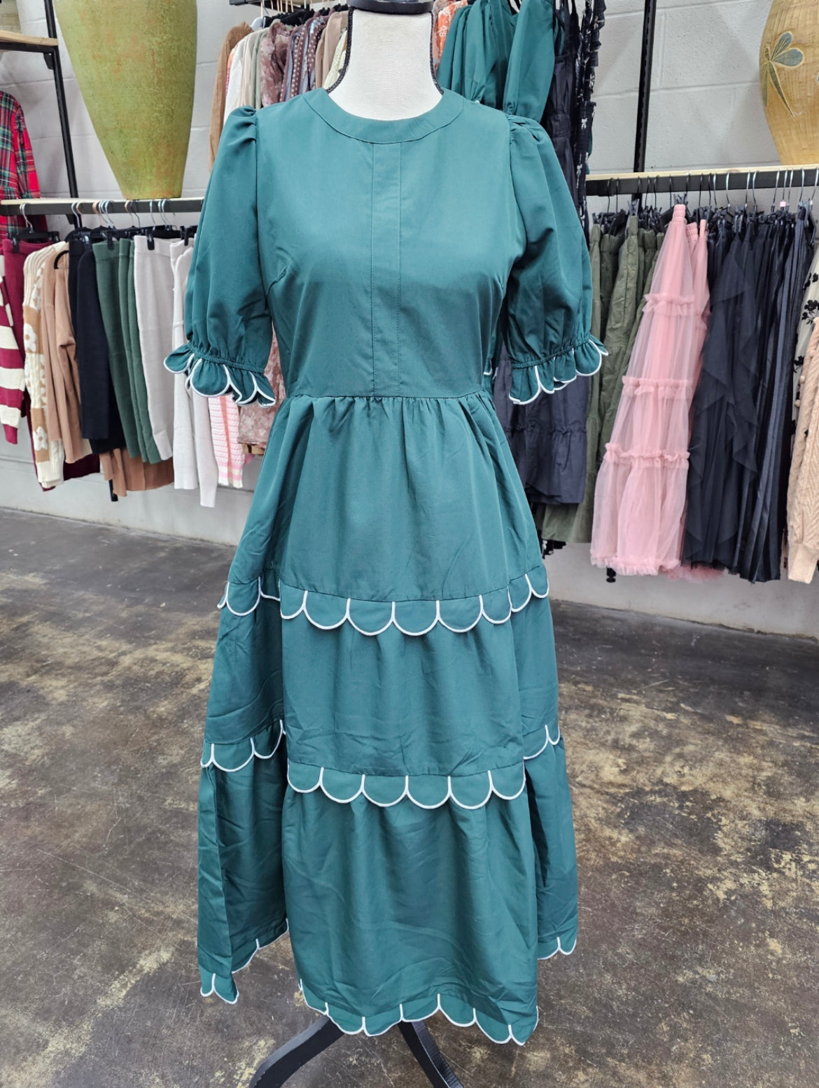 Green Scalloped Dress