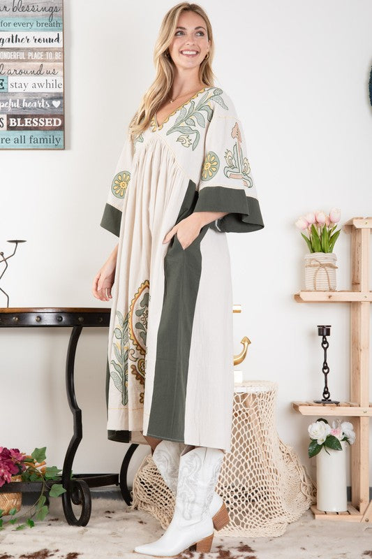 Deep V Neck Maxi Dress