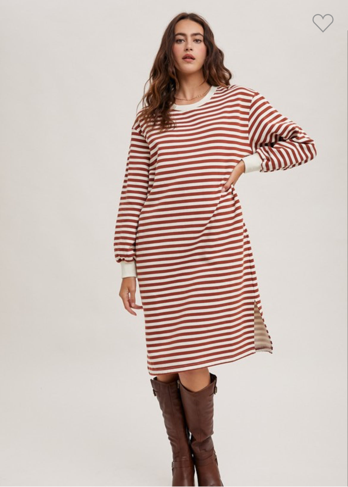 Striped French Terry Midi Dress