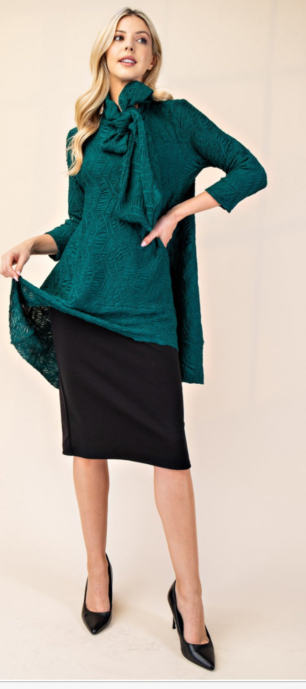 Textured Bow Tie Top
