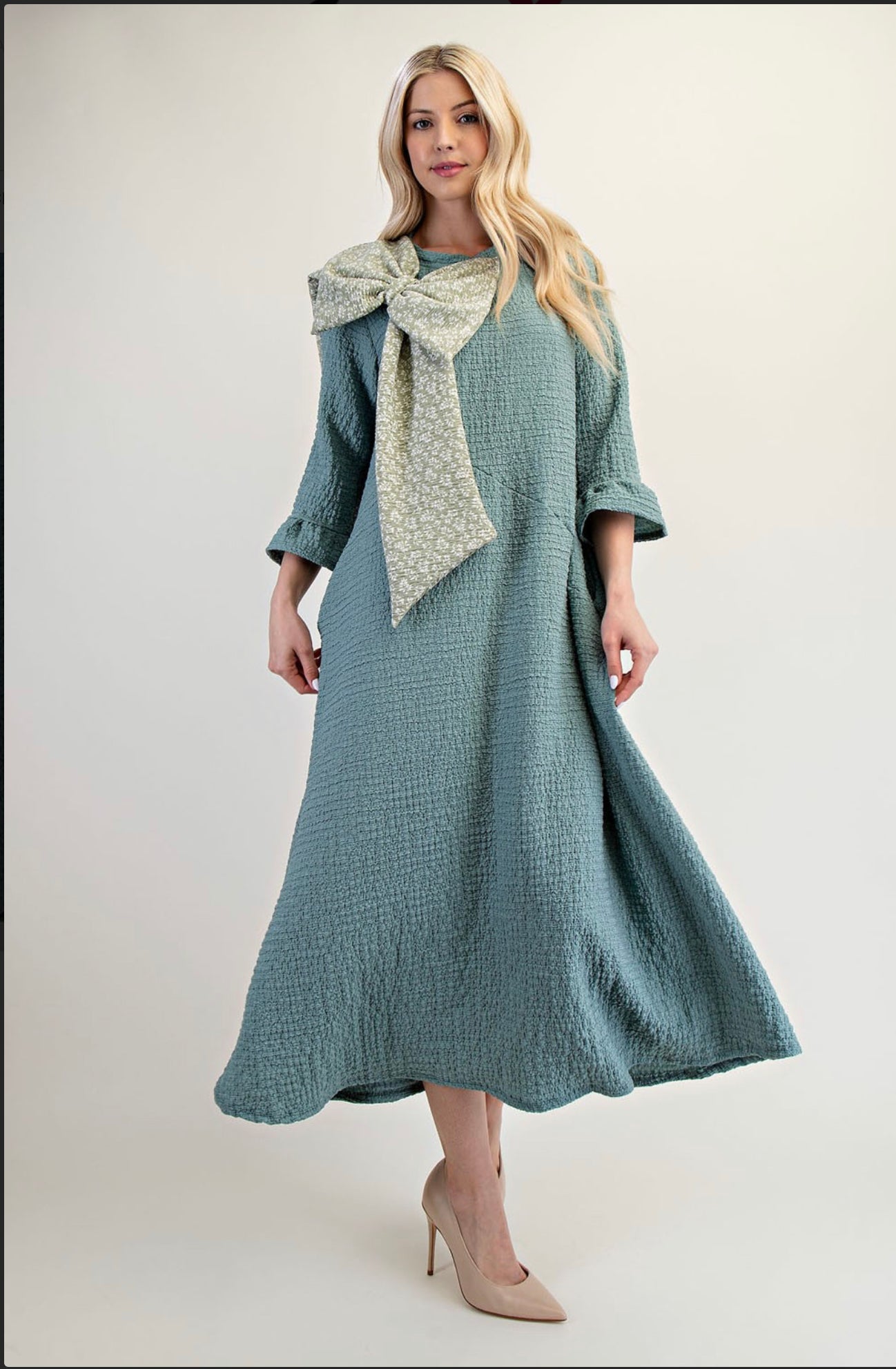PLUS Size Dress with Floral Bow