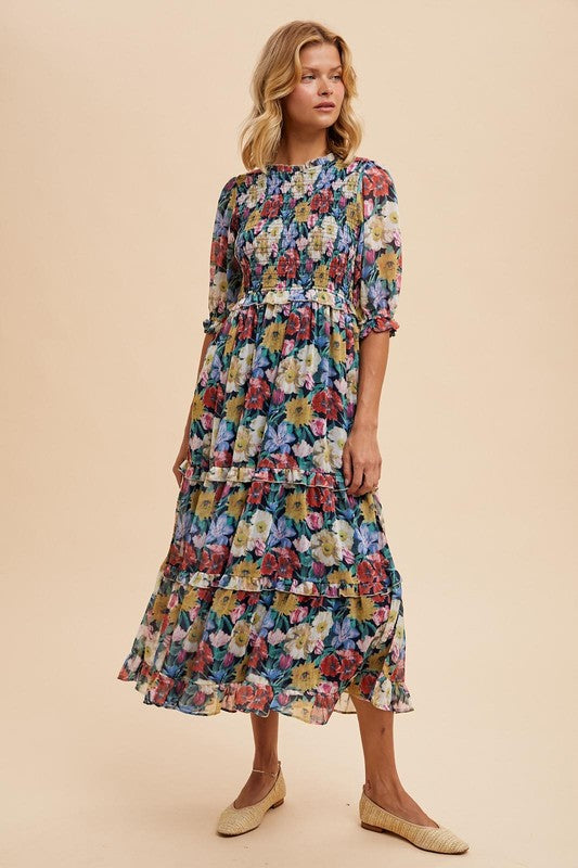 Smocked Floral Dress