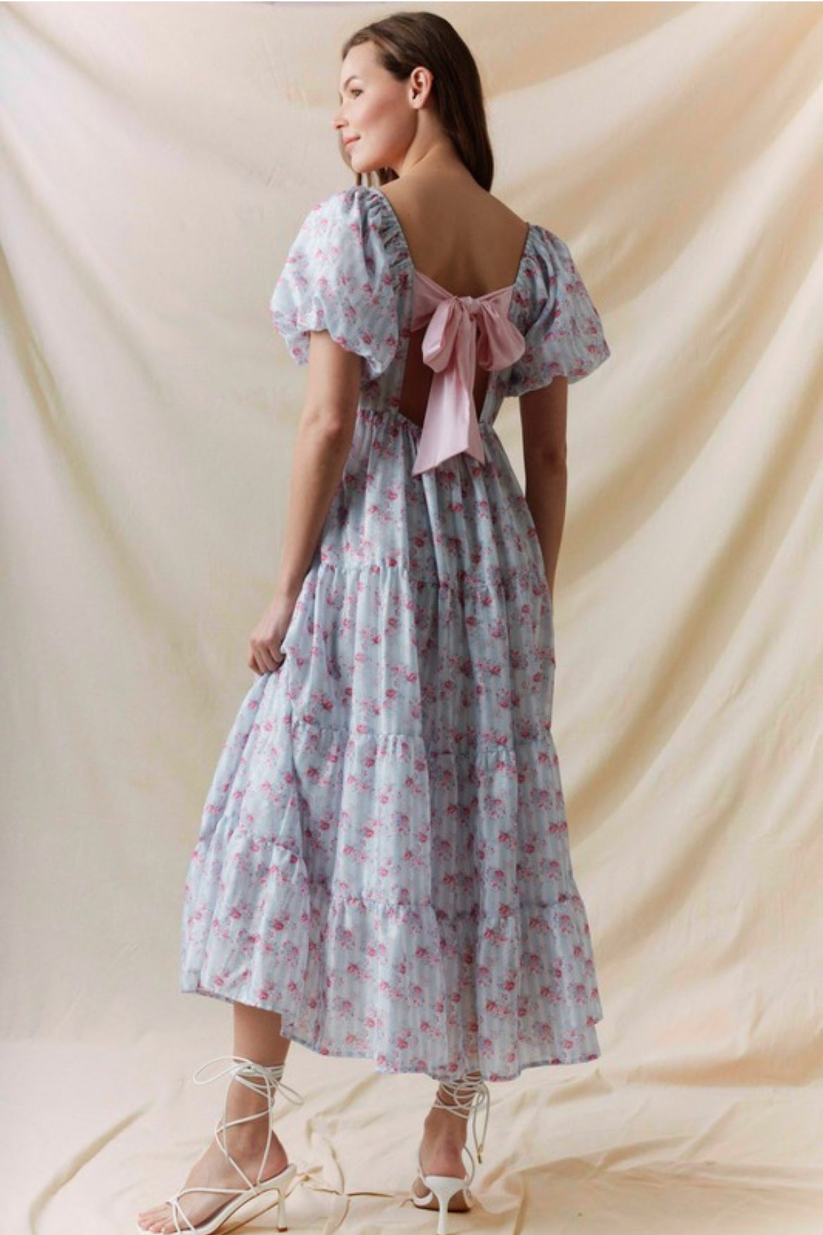 Floral Back Tie Dress