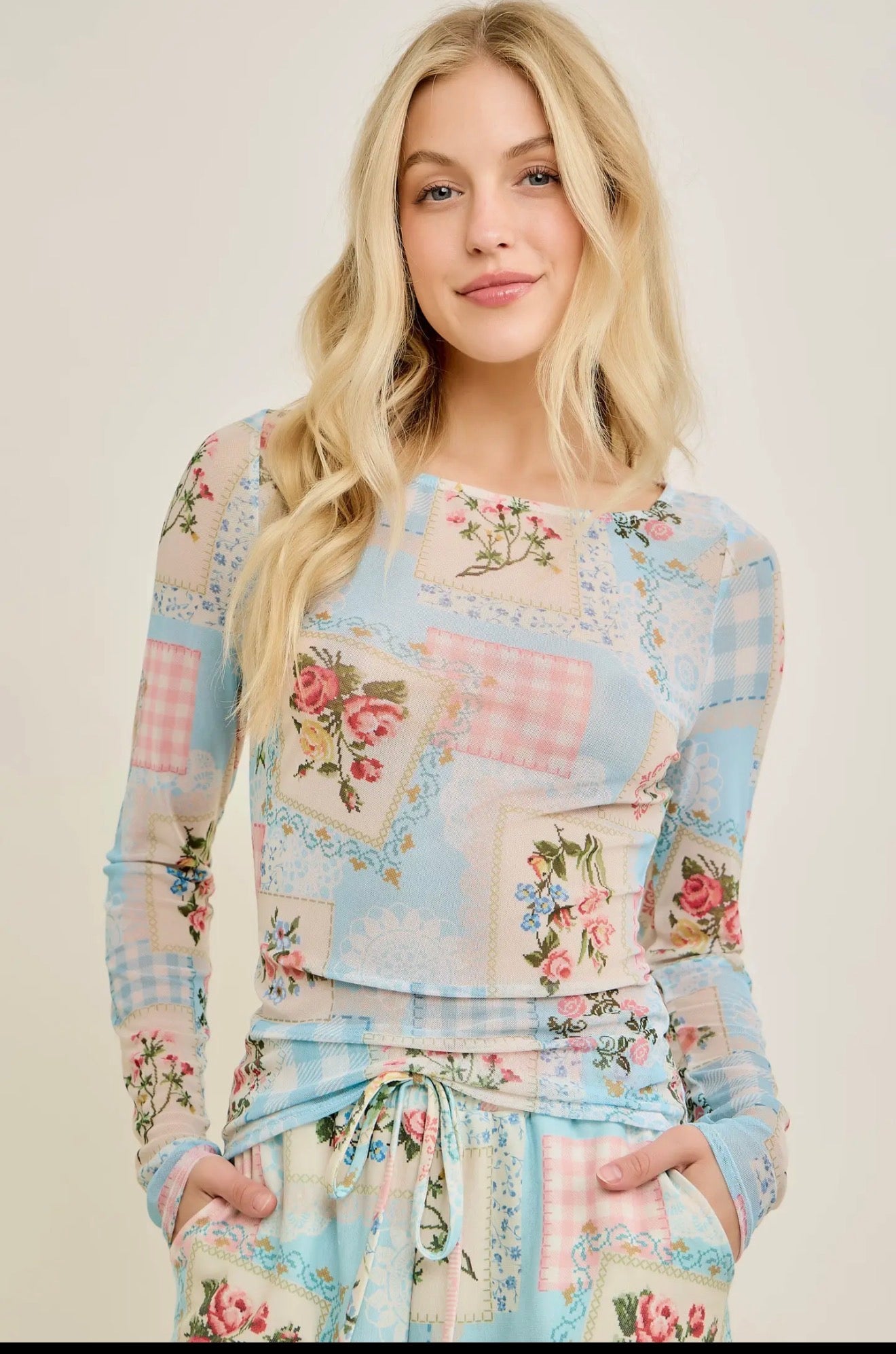 Blue Nostalgia Mesh Top