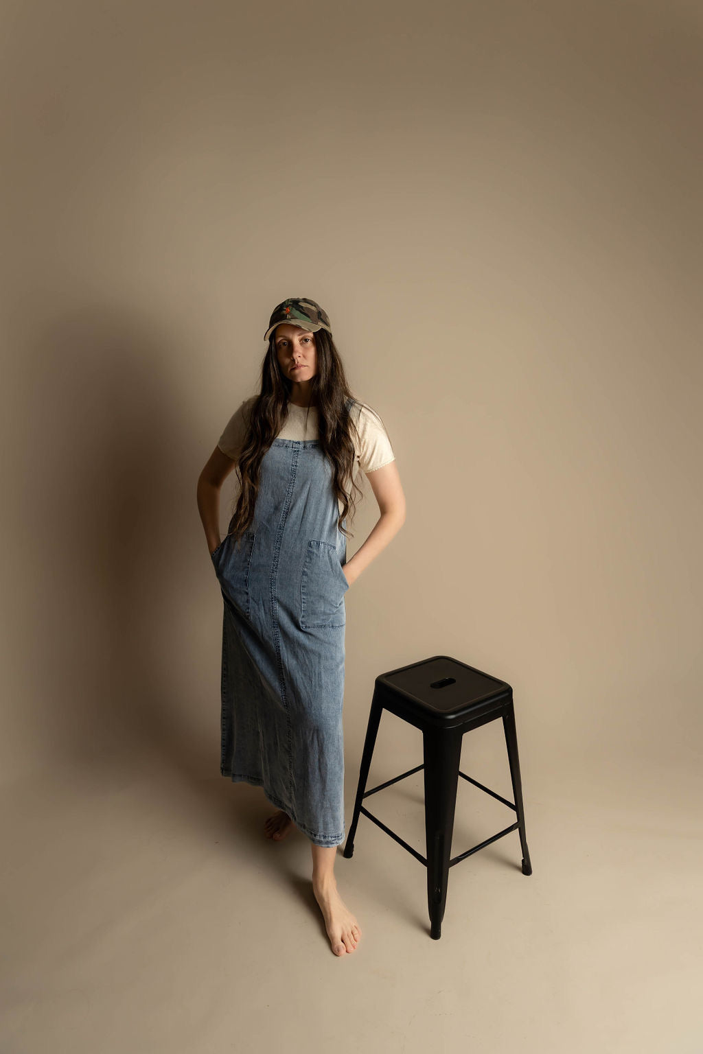 Washed Overall Dress
