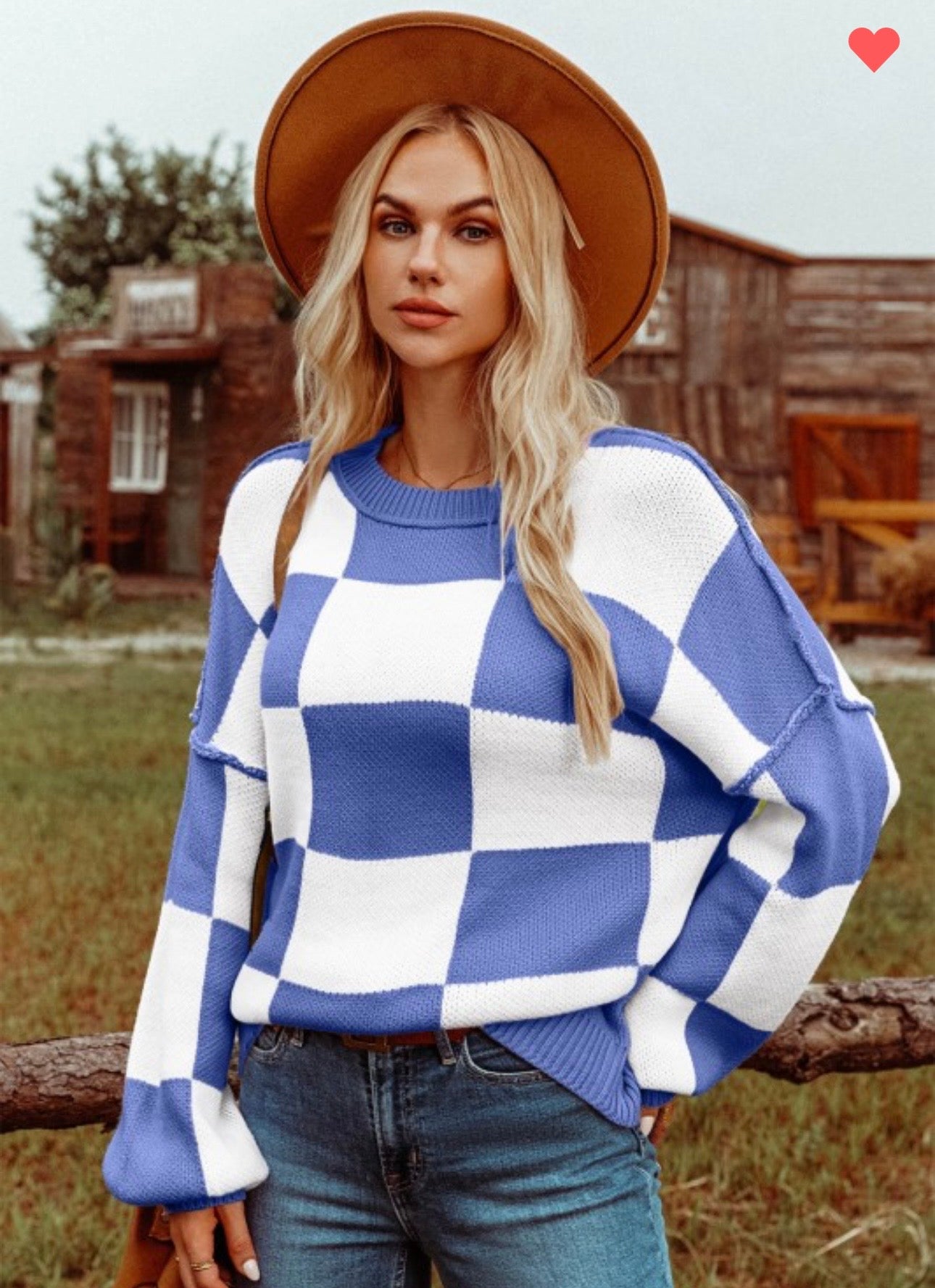Dark Blue Checkered Sweater