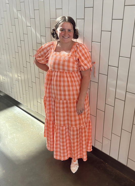 Checkered Tiered Maxi Dress