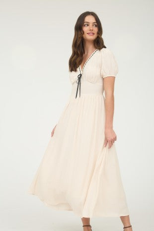 Lace Trim Midi Dress