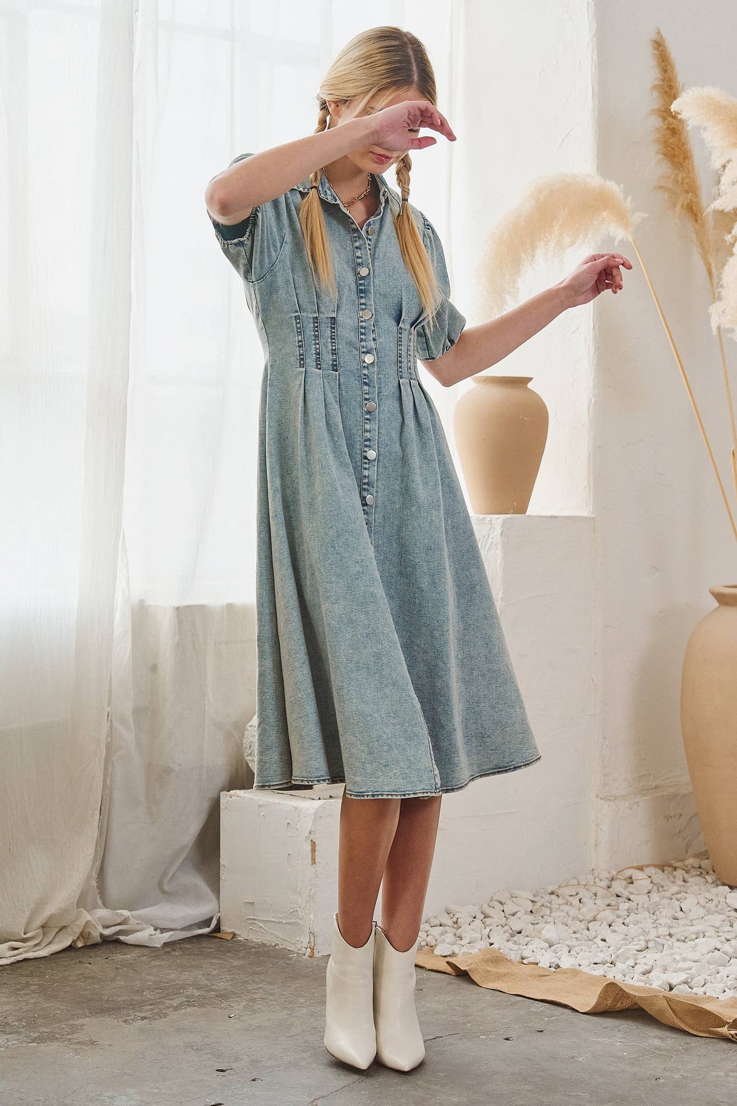 Denim Puff Sleeve Dress