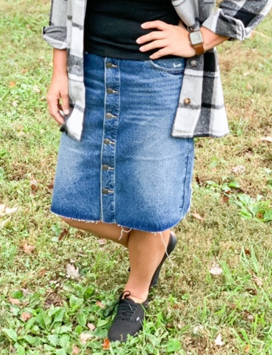 Button Down Jean Skirt