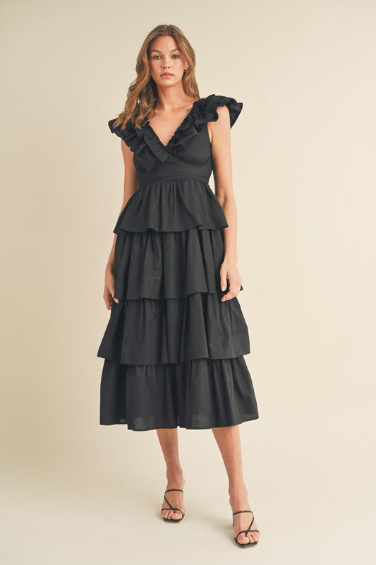 Layered Ruffle Detail Midi