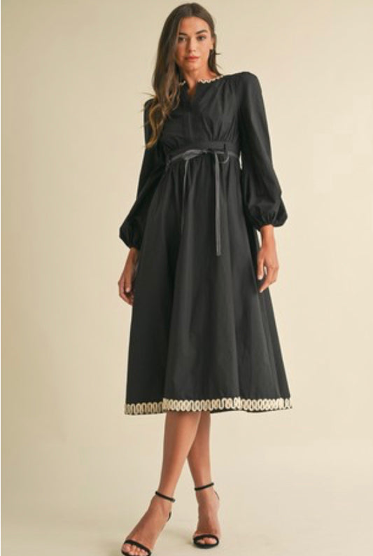 Embroidered Midi Dress